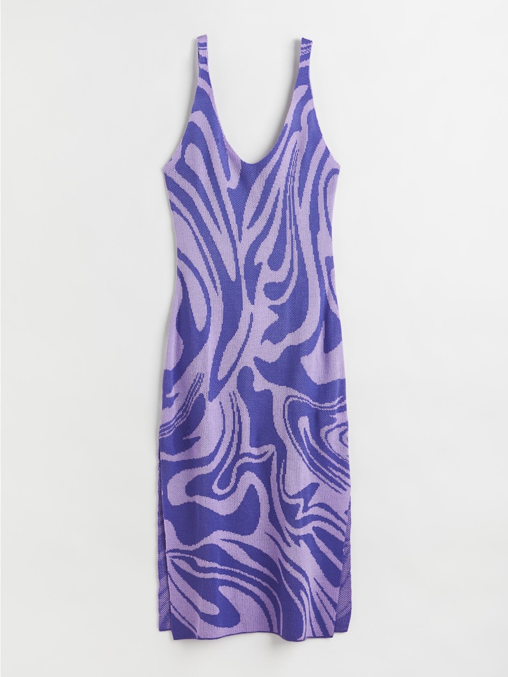 H&M Purple Swirl Jacquard Knit Midi Dress NWT
